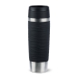 Preview: EMSA Thermobecher TRAVEL MUG Waves Schwarz 500 ml mit Wunschgravur