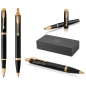 Preview: PARKER® IM Core Tintenroller und Kugelschreiber Black Lacquer G.C.