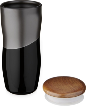 Keramikbecher RENO 370 ml mit Holzdeckel