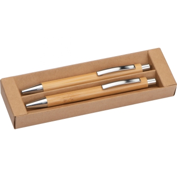 Bambus Schreibset Kugelschreiber + Druckbleistift