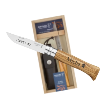 OPINEL No. 08 Taschenmesser Olivenholz Geschenk-Set