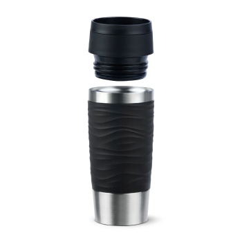 Preview: EMSA Thermobecher TRAVEL MUG Waves Schwarz 360 ml mit Wunschgravur