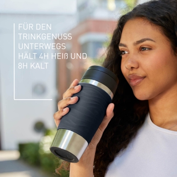 EMSA Thermobecher TRAVEL MUG Waves Schwarz 360 ml mit Wunschgravur