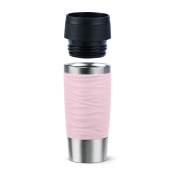 EMSA Thermobecher TRAVEL MUG Waves Pastellrosa 360 ml mit Wunschgravur