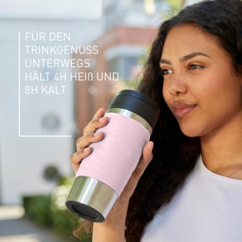 Preview: EMSA Thermobecher TRAVEL MUG Waves Pastellrosa 360 ml mit Wunschgravur