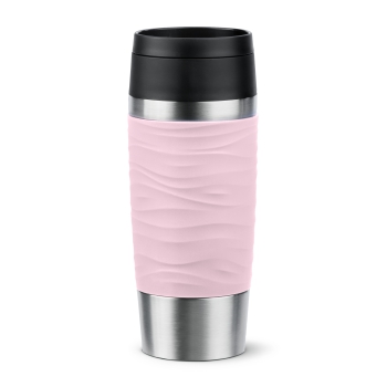 EMSA Thermobecher TRAVEL MUG Waves Pastellrosa 360 ml mit Wunschgravur