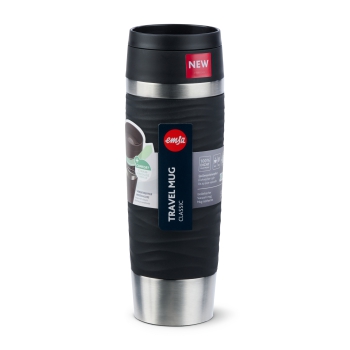 EMSA Thermobecher TRAVEL MUG Waves Schwarz 500 ml mit Wunschgravur