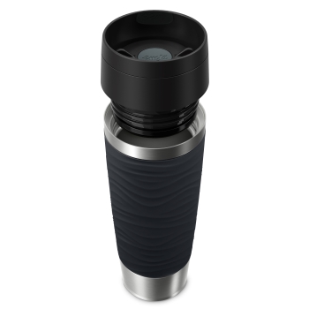 Preview: EMSA Thermobecher TRAVEL MUG Waves Schwarz 500 ml mit Wunschgravur