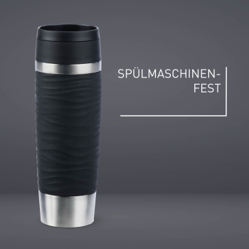 EMSA Thermobecher TRAVEL MUG Waves Schwarz 500 ml mit Wunschgravur