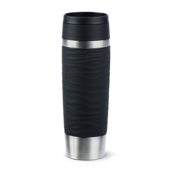 EMSA Thermobecher TRAVEL MUG Waves Schwarz 500 ml mit Wunschgravur