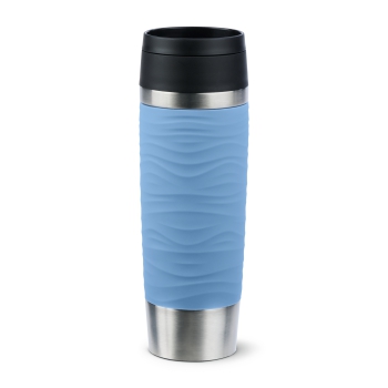 Preview: EMSA Thermobecher TRAVEL MUG Waves Pastellblau 500 ml mit Wunschgravur