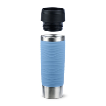 EMSA Thermobecher TRAVEL MUG Waves Pastellblau 500 ml mit Wunschgravur