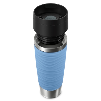 EMSA Thermobecher TRAVEL MUG Waves Pastellblau 500 ml mit Wunschgravur