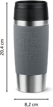 Preview: EMSA Thermobecher TRAVEL MUG Classic Pfeffergrau 360 ml mit Wunschgravur