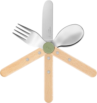 Preview: Le Petit Gourmet Kinderbesteck Olivgrün – Kinderbesteck-Set