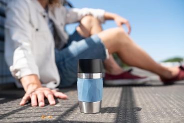 EMSA Thermobecher TRAVEL MUG Compact Aqua-Blau 300 ml mit Wunschgravur