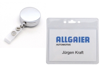 Ausweishülle mit Ausweisjojo Metall Vinyl-Kunststofflasche