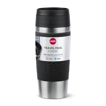 EMSA Thermobecher TRAVEL MUG Classic Schwarz 360 ml mit Wunschgravur