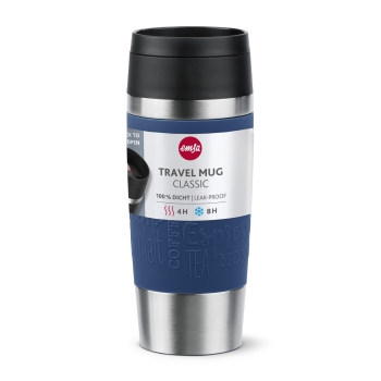EMSA Thermobecher TRAVEL MUG Classic Dunkelblau 360 ml mit Wunschgravur