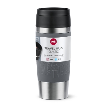 Preview: EMSA Thermobecher TRAVEL MUG Classic Pfeffergrau 360 ml mit Wunschgravur