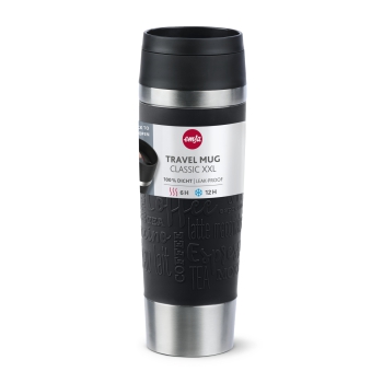 EMSA Thermobecher TRAVEL MUG Classic Schwarz 500 ml mit Wunschgravur