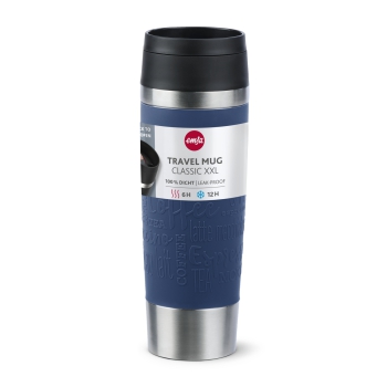 EMSA Thermobecher TRAVEL MUG Classic Dunkelblau 500 ml mit Wunschgravur