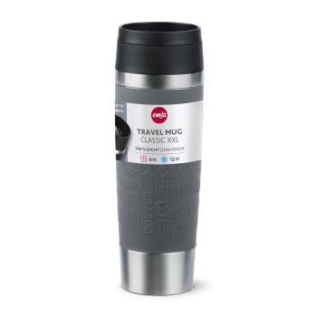 EMSA Thermobecher TRAVEL MUG Classic Pfeffergrau 500 ml mit Wunschgravur