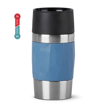 Preview: EMSA Thermobecher TRAVEL MUG Compact Aqua-Blau 300 ml mit Wunschgravur