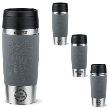 EMSA Thermobecher TRAVEL MUG Classic Pfeffergrau 360 ml mit Wunschgravur