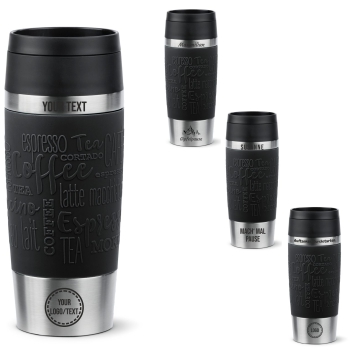 EMSA Thermobecher TRAVEL MUG Classic Schwarz 360 ml mit Wunschgravur