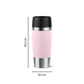 EMSA Thermobecher TRAVEL MUG Classic Pastellrosa 360 ml mit Wunschgravur