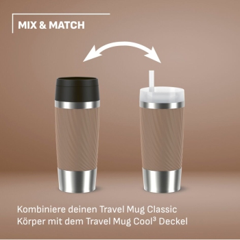 EMSA Thermobecher TRAVEL MUG Classic Twist Braun 360 ml mit Wunschgravur