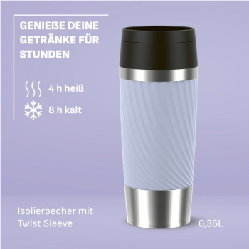 Preview: EMSA Thermobecher TRAVEL MUG Classic Twist Lavendel 360 ml mit Wunschgravur