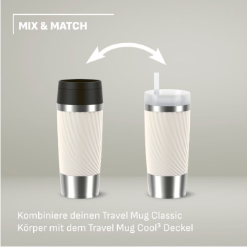 EMSA Thermobecher TRAVEL MUG Classic Twist Cremeweiss 360 ml mit Wunschgravur