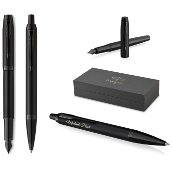 PARKER® IM Achromatic Füllfederhalter + Kugelschreiber matt-schwarz