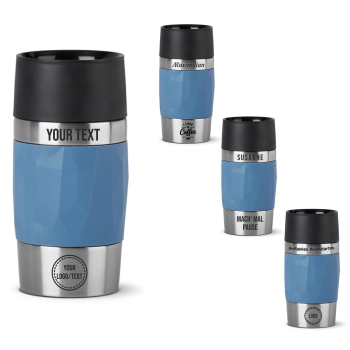 EMSA Thermobecher TRAVEL MUG Compact Aqua-Blau 300 ml mit Wunschgravur