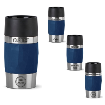 EMSA Thermobecher TRAVEL MUG Compact Blau 300 ml mit Wunschgravur