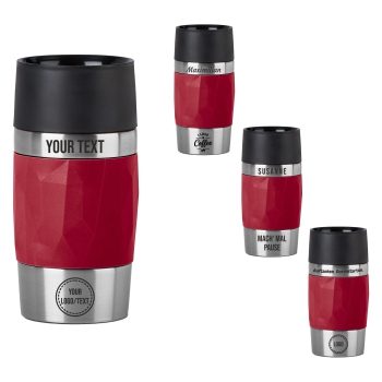 EMSA Thermobecher TRAVEL MUG Compact Rot 300 ml mit Wunschgravur