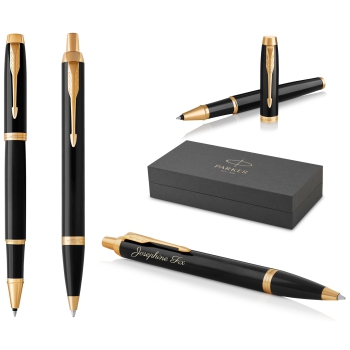 PARKER® IM Core Tintenroller und Kugelschreiber Black Lacquer G.C.