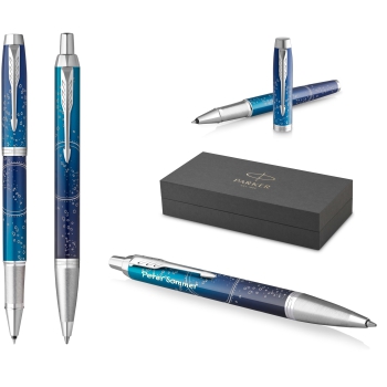 PARKER® IM Premium Schreibset Tintenroller und Kugelschreiber S.E. Submerge (Blue)