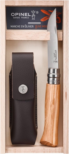 OPINEL No. 08 Taschenmesser Olivenholz Geschenk-Set