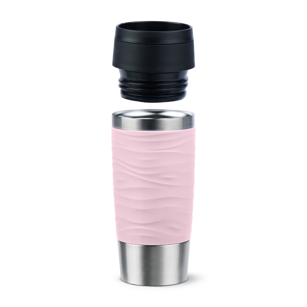 EMSA Thermobecher TRAVEL MUG Waves Pastellrosa 360 ml mit Wunschgravur