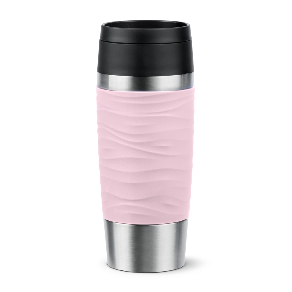 EMSA Thermobecher TRAVEL MUG Waves Pastellrosa 360 ml mit Wunschgravur