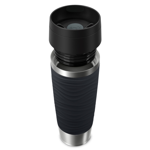EMSA Thermobecher TRAVEL MUG Waves Schwarz 500 ml mit Wunschgravur