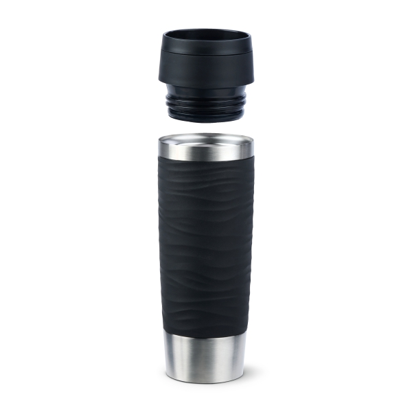 EMSA Thermobecher TRAVEL MUG Waves Schwarz 500 ml mit Wunschgravur