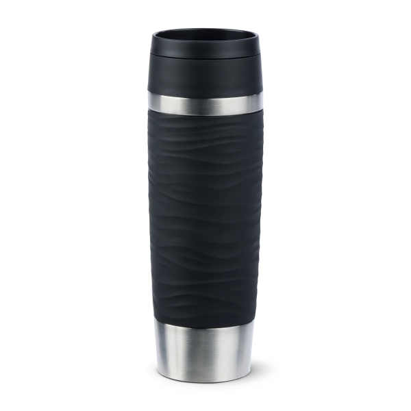 EMSA Thermobecher TRAVEL MUG Waves Schwarz 500 ml mit Wunschgravur