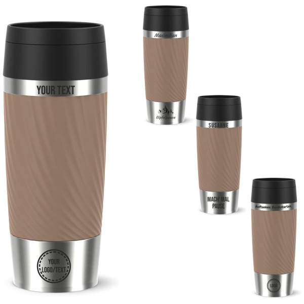 EMSA Thermobecher TRAVEL MUG Classic Twist Braun 360 ml mit Wunschgravur