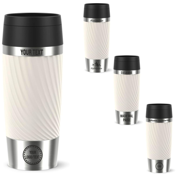 EMSA Thermobecher TRAVEL MUG Classic Twist Cremeweiss 360 ml mit Wunschgravur