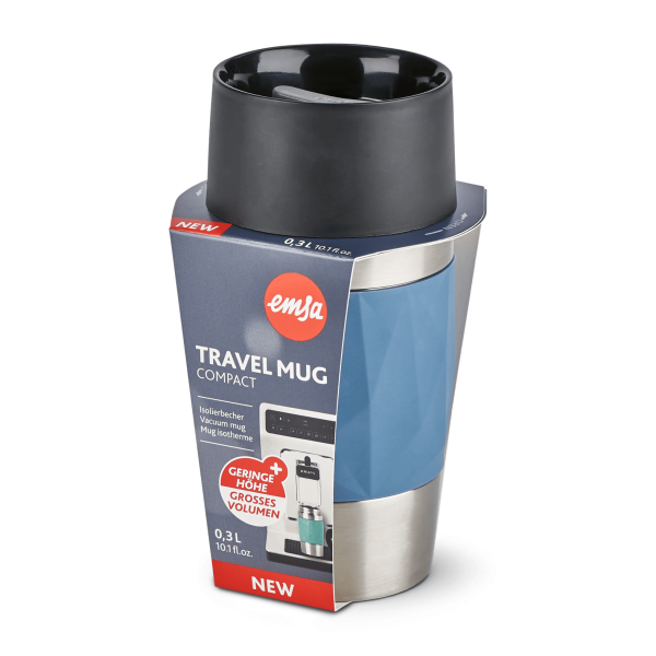 EMSA Thermobecher TRAVEL MUG Compact Aqua-Blau 300 ml mit Wunschgravur