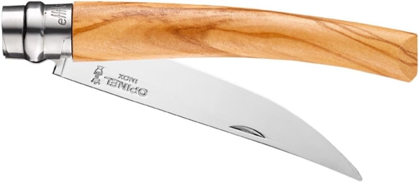 Opinel No.10 Effilé Olivenholz Messer mit Gravur im Etui